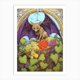 Fruit Bat Vintage Illustration 9 Art Print