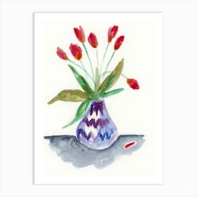 Tulips - watercolor minimal Anton Maliar vertical floral flowers Art Print