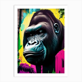 Gorilla In Front Of Graffiti Wall, Gorillas Cute Kawaii Art Print