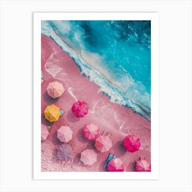 Pink Beach Umbrellas Art Print