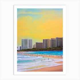 Waikiki Beach, Honolulu, Hawaii Bright Abstract Art Print