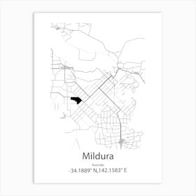 Mildura,Australia Minimalist Map Art Print