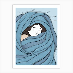 Illustration Of A Sleeping Girl Art Print