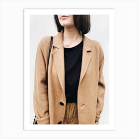 Woman In A Camel Coat Art Print