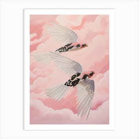 Pink Ethereal Bird Painting Swallow Art Print