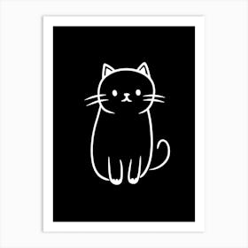 Monochrome Sketch Cat Line Drawing 7 Art Print