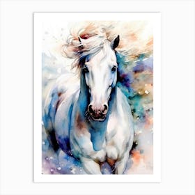 White Horse animal Art Print