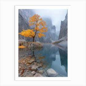 Autumn Tree In A Lake Art Print