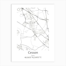 Cesson,France Minimalist Map Art Print