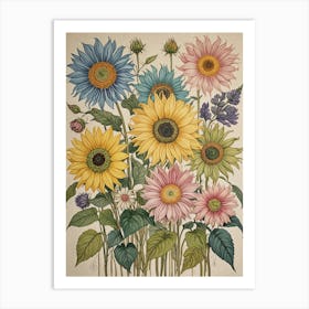 Flowers In Colours Art Print