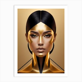 Geometric Woman Portrait Luxury Gold (5) Art Print