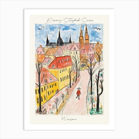 Poster Of Warsaw, Dreamy Storybook Illustration 1 Art Print