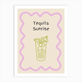 Tequila Sunrise Doodle Poster Lilac & Green Art Print