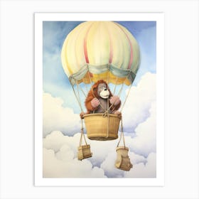 Baby Orangutan 2 In A Hot Air Balloon Art Print