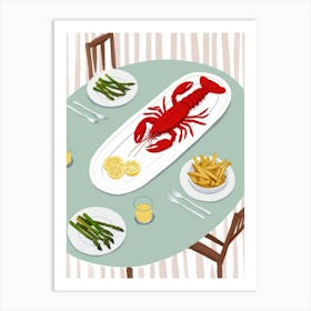 Lobster On A Table Art Print