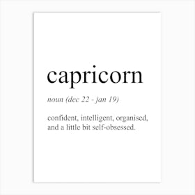 Capricorn Star Sign Definition Meaning Art Print