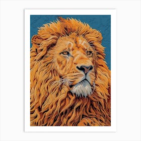 Barbary Lion Relief Illustration Male 2 Art Print