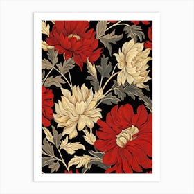 Red And Gold Vintage Florals 2 Art Print