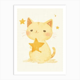 Cute Cat With Star.Generated AI. Wall Art Print 4 Art Print