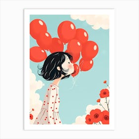 Girl With Red Balloons 1 Art Print