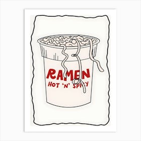 Ramen Hot N Spicy Noodles Food Kitchen Simple Art Print