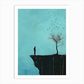 Tree On A Cliff, Minimalism Art Print