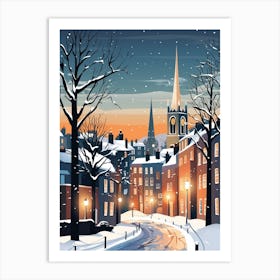 Winter Travel Night Illustration St Andrews United Kingdom 4 Art Print