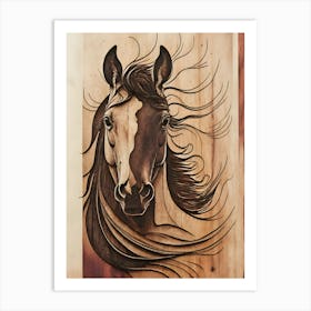 Horse Head Wood Carving Art Print