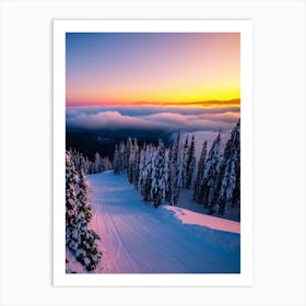 Termas De Chillán, Chile Sunrise Skiing Poster Art Print