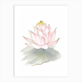 Sacred Lotus Pencil Illustration 1 Art Print