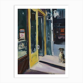 Dog In Front Of Store Art Print