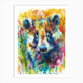 Badger Colourful Watercolour 2 Art Print