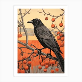 Art Nouveau Birds Poster Crow 1 Art Print