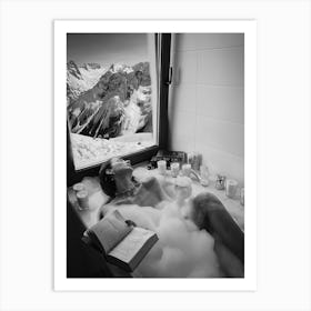 Woman Reading Book In Bathtub Art Print