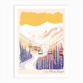 Poster Of Sun Peaks Resort   British Columbia, Canada, Ski Resort Pastel Colours Illustration 1 Art Print