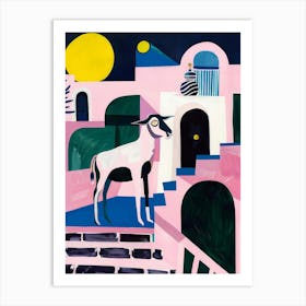 Goat In Pink House Art Print