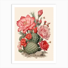 Vintage Cactus Illustration Acanthocalycium Cactus 2 Art Print
