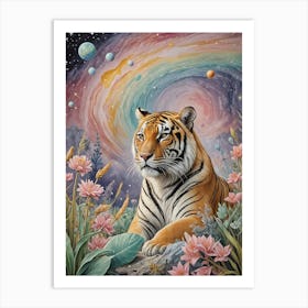 Rainbow Cosmic Tiger Art Print