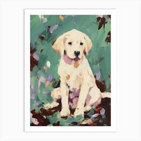 A Golden Retriever Dog Painting, Impressionist 4 Art Print