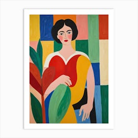 Woman With A Plant Art Print