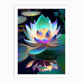 Lotus Flower In Garden Holographic 2 Art Print