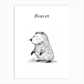 B&W Beaver Poster Art Print