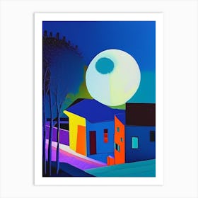 Full Moon Abstract Modern Pop Space Art Print