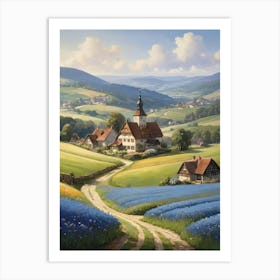 Germany Cornflower Landscape Painting Art Print