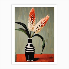 Bouquet Of Red Hot Poker Flowers, Autumn Fall Florals Painting 3 Art Print