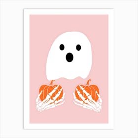 Ghost And Pumpkins 1 Art Print