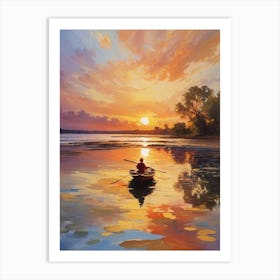 Sunset In A Boat Art Print