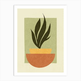 Minimalist Plant in Geometric Pot Design Affiche