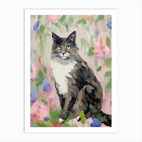 A Norwegian Forest Cat Painting, Impressionist Painting 1 Art Print