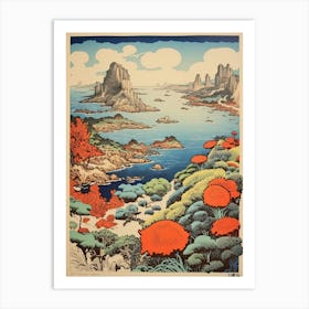 Aogashima Island, Japan Vintage Travel Art 3 Art Print